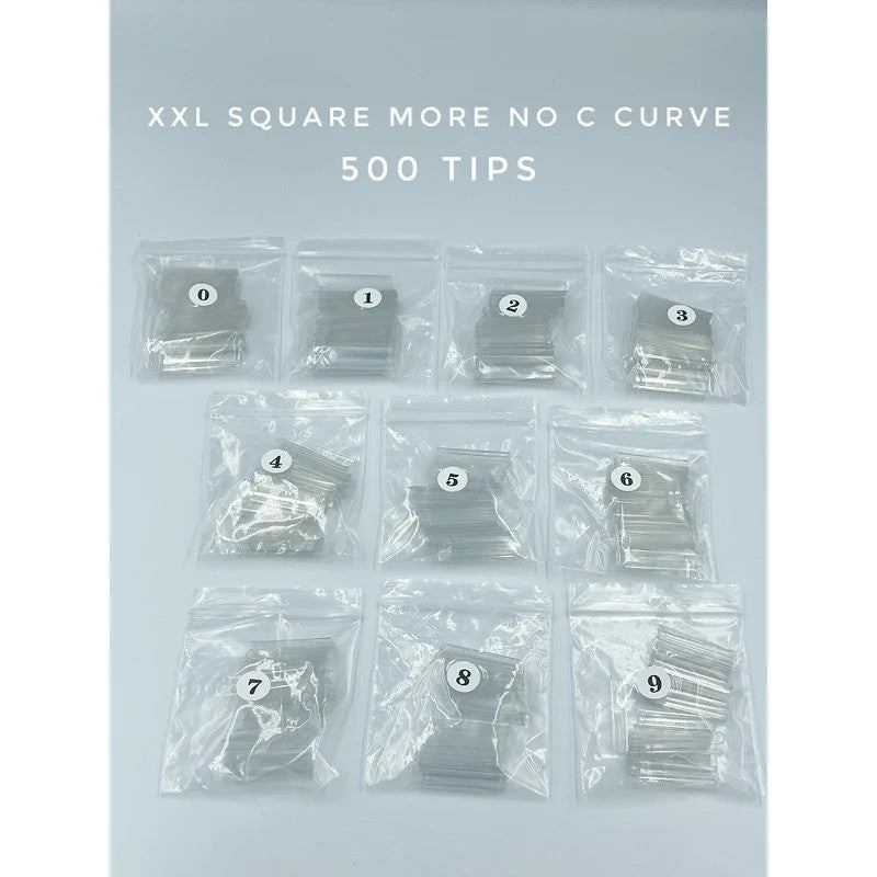 2XL Square Tips - Clear (500 pcs)